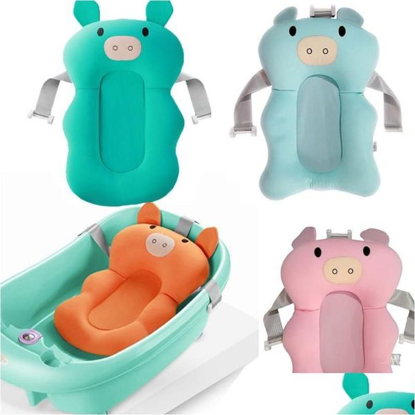 Vasche da bagno Sedili Cuscino da bagno Born Cuscino di sicurezza per vasca da bagno per bambini Sedile per doccia per bambini Tappetino di supporto di sicurezza portatile Pieghevole morbido Non-Sl Dhvtw