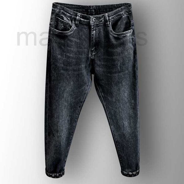 Jeans masculinos designer solto jeans para homens no outono e inverno novo elástico meados de ascensão juventude calças casuais pequena perna jeans masculinos IFR5