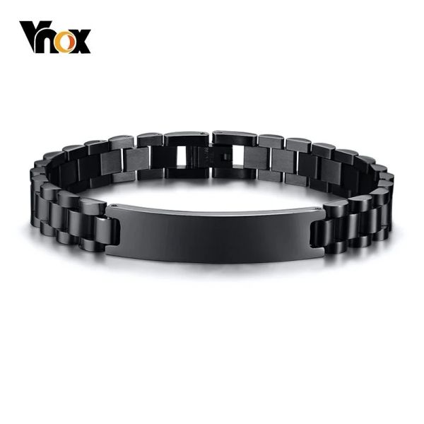 Bracciali Vnox Braccialetti con etichetta identificativa minimalista per uomo Bracciale da polso con catena vuota in acciaio inossidabile lucidato ad alta qualità Regalo d'affari per gentiluomo maschile