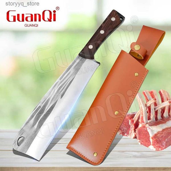 Facas de cozinha Big Bone Chopper Forged Butcher Knife Espessamento Lâmina Chefs Household Cutelo Faca de Cozinha Cutelo Faca De Madeira Punho Q240226