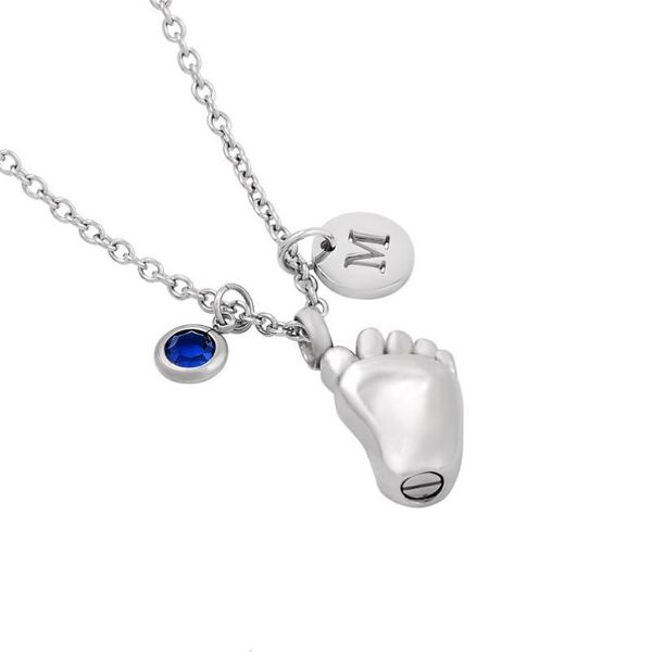 Ожерелья с подвесками Bayby Foot Shape Высококачественное ожерелье для урны для праха Мемориал кремации Урны на память Унисекс Ювелирные изделия с алфавитом3001