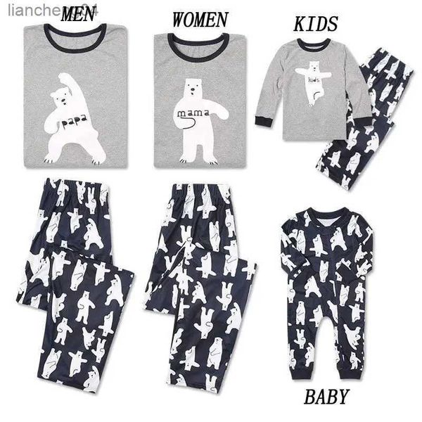 Passende Familien-Outfits, Weihnachts-Familien-passendes Pyjama-Set, Vater, Mutter, Kind, Baby-Outfit, Bär, langärmlig, Oberteil, Hose, Nachtwäsche, Nachtwäsche, Kleidungsset