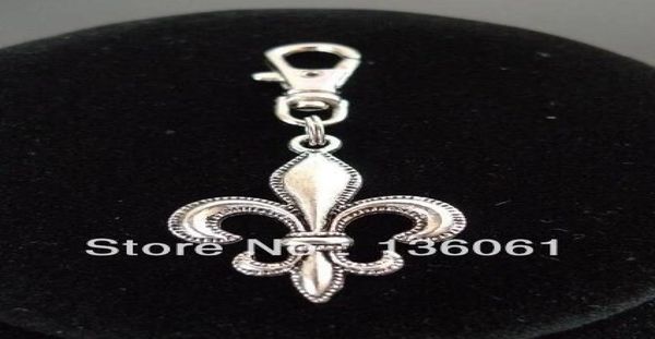 Vintage Silber Fleur De Lis Lilie Blume Schlüsselanhänger Anhänger Drehverschluss Metall Schlüsselanhänger für Schlüssel Auto Schlüsselanhänger DIY Tasche Handtasche Schmuck 3349193