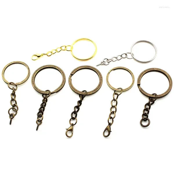 Schlüsselanhänger 10 teile/los 25 30mm DIY Schlüsselanhänger Gold Bronze Farbe Schlüsselring Kurze Kette Split Ring Ringe Schmuck Finden zubehör