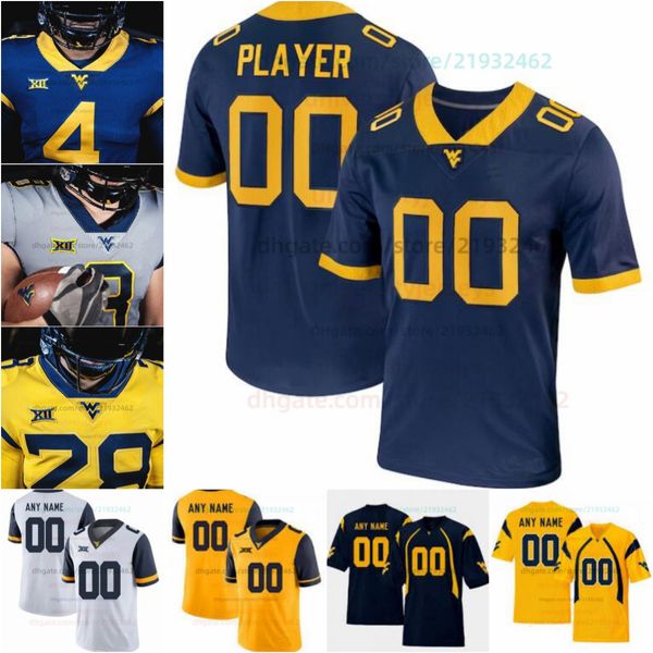 Personalizza Maglia da football americano College uomo donna gioventù 7 Will Grier 14 Tevin Bush 4 Leddie Brown 6 Kennedy McKoy 32 Martell Pettaway 20 Alec Sinkfield