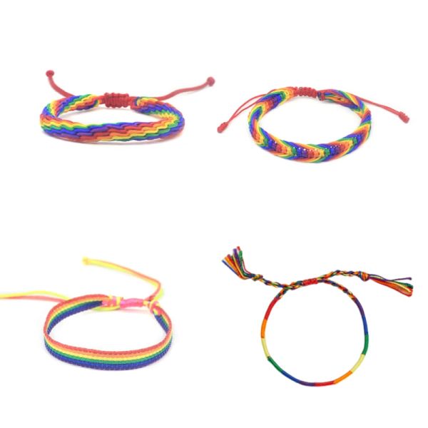 Armbänder 50 Stück LGBT Rainbow Seilarmbänder für Paare schwule Frauen Männer handgefertigt gewebte geflochtene String -Freundschaftsliebhaber Pride Armband