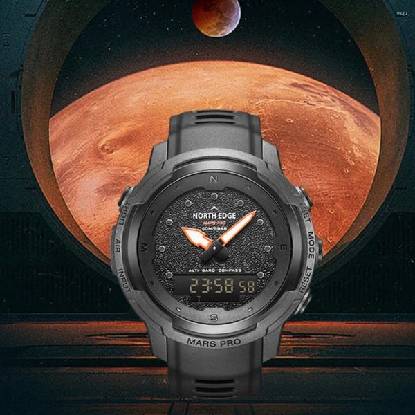 Relógios de pulso North Edge Watch para homens ao ar livre esportes de fibra de carbono à prova d'água Relógio Altituder Bússola Leve Reloj Hombre