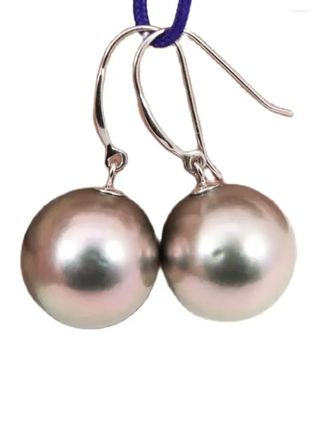 Dangle Earrings Jewelry 9-10mm Silver Gray Tahiti Pearl Earring 14K Pure White Gold