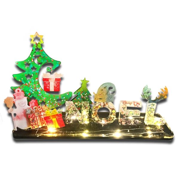 Equipamentos árvore de natal números do alfabeto molde de silicone resina epóxi fundição jóias ferramenta fazendo resina diy artesanato decoração para casa