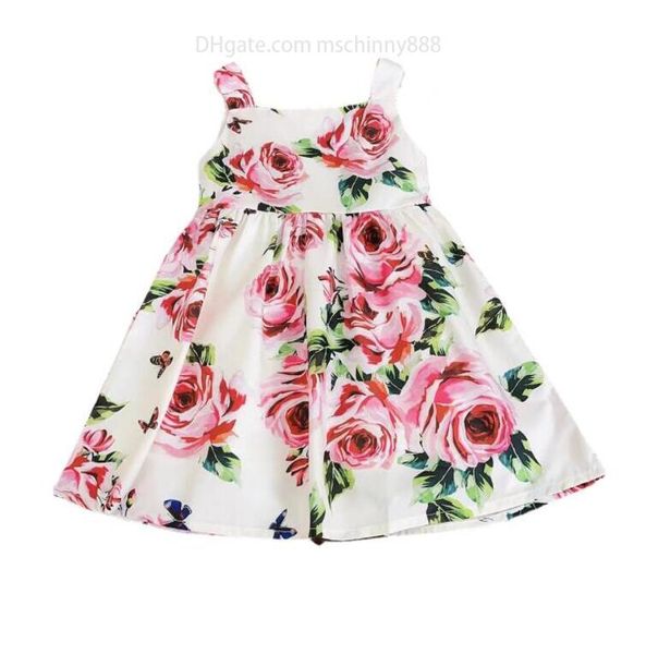 Bebê menina vestido de princesa designer algodão infantil criança criança vestido estampado pastoral sem mangas verão roupas de bebê