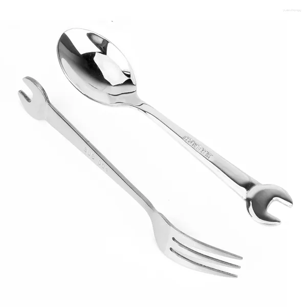 Forchette Accessori da cucina Stoviglie Chiave Cucchiaio Forchetta Gadget Stoviglie Utensili da cucina Forma di chiave in acciaio inossidabile