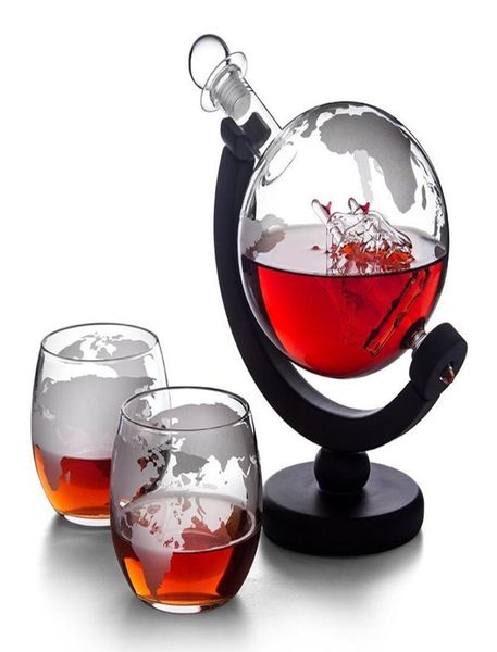 Weinflasche Globe Whiskey Dekanter mit Holzständer Weinbelüfter Glas Wein Alkohol Wodka Likör Spender Ausgießer Bar Tools5894268