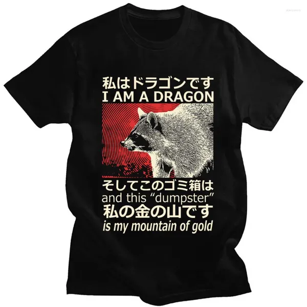 Мужские футболки в японском стиле, рубашка с принтом енота-дракона, Harajuku, ретро, высокое качество, хлопок, с коротким рукавом, большие размеры, для мужчин и женщин, классика