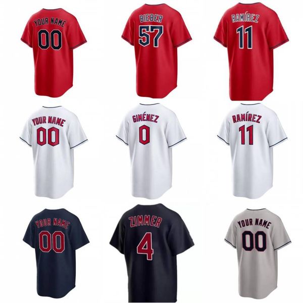 Personalizado Mens Mulheres Juventude Jersey Jose Ramirez Jim Thome Harold Amed Rosario Ricky Vaughn Franmil Reyes Shane Bieber Tyler Naquin Logan Allen Gimenez Camisa