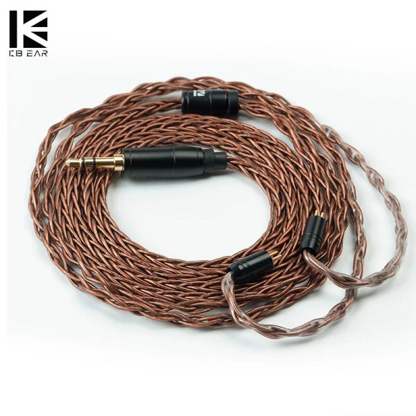 Acessórios kbear 8 núcleos cabo de fone de ouvido de cobre sem oxigênio 2.5/3.5/4.4mm mmcx/2pin/qdc conector de fone de ouvido para fones de ouvido kz bl03 fone de ouvido iem