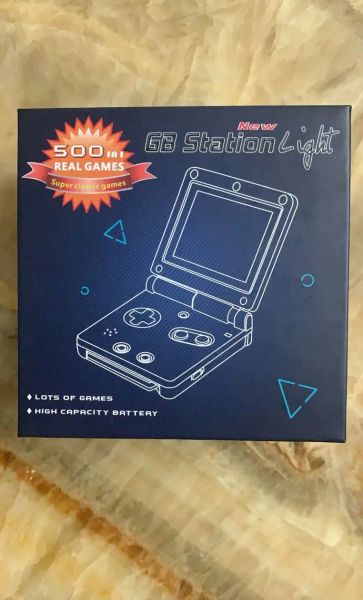 Spieler GB Station Light Boy SP PVP Handheld Game Player 8Bit Spielekonsole mit Bulitin 500 Spielen Retro-Stil für Gaming