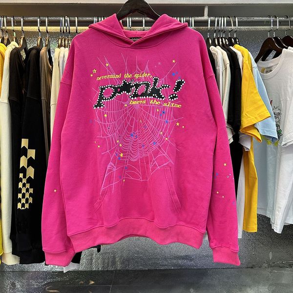 Örümcek kapüşonlu erkek pembe kapüşonlar örümcek eşofman tasarımcısı eşofmanları set kalınlaştırılmış terry kumaş cadde tide tide athleisure yüksek kaliteli köpük sweatshirt 6qq