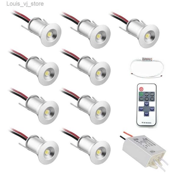 Даунлайты 12 В Точечный светильник с регулируемой яркостью IP65 Foco Led Лестничный светильник 1 Вт Шкаф-витрина Потолочный светильник с пультом дистанционного управления IP67 Драйвер YQ240226
