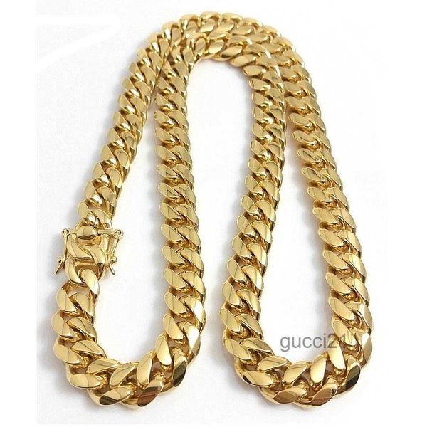 18k Gold Miami Cuban Link Chain Halskette Herren Hip Hop Edelstahl Schmuck Halsketten POUS