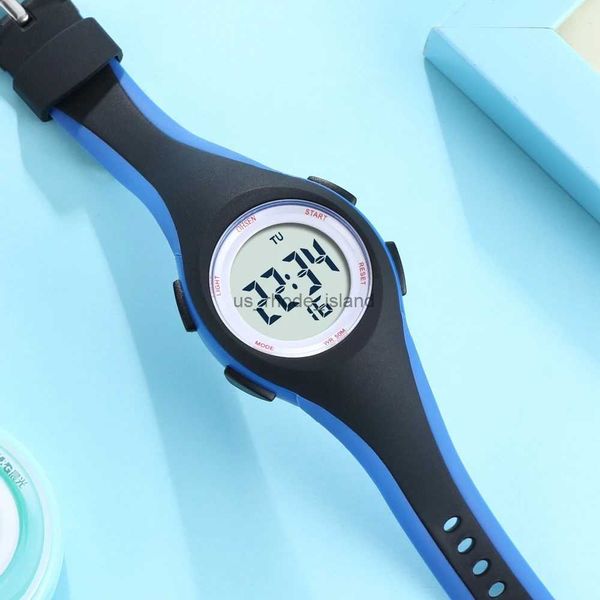 Relógios Infantis Ohsen Kids Sport Watches 50m Water impermeável Blue Silicone Wristwatch Stopwatch Childing Digital Watch for Boys Girls