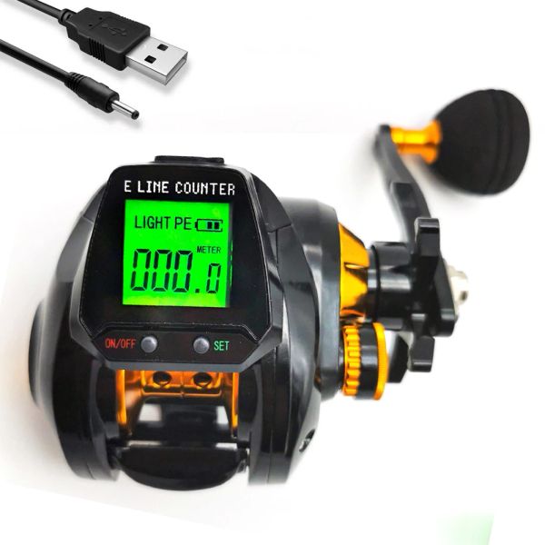 Mulinelli Mulinello da pesca digitale con sistema frenante magnetico e 5+1 cuscinetti a sfera in acciaio inossidabile Ideale per Rafting Pesca Baitcasting