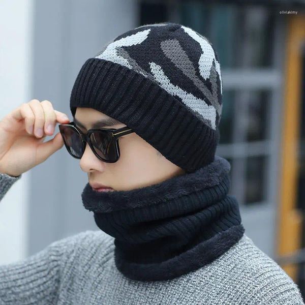 Beralar Kayak Maskesi Kamuflaj Örgü Kapak Örgü Scarf Pubg Cs GO BALACLava Kafataları Beanies Kış Şapkası Pamuk Kadın Şapkalar Başlıklar Erkekler Gorros