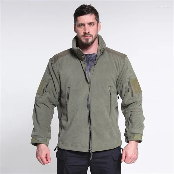 Jaquetas masculinas ao ar livre jaqueta de lã térmica masculino combate tático casual inverno militar casaco multi-bolso acampamento caminhadas casacos