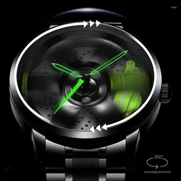 Armbanduhren 2024 3D Spinning Modell Einzigartige Auto Felge Uhr Wasserdichte Kreative Drehbare Persönlichkeit Armbanduhr Quarzuhr Anpassen Design