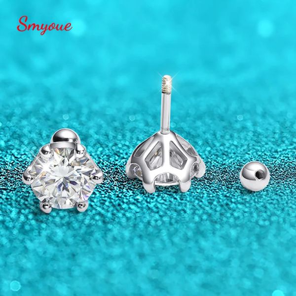 Charm Smyoue 8mm D Farbe 2,0 Karat 100% Moissanitenstollen Ohrringe für Frauen Schraubengewinde Ohrstollen 925 Silberschmuck Pass Diamond Test