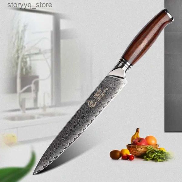 Mutfak Bıçakları Yarenh 8 inç Sleaver - 73 Katmanlar Japonya Şam Mutfak Araçları - Keskin Yüksek Karbonlu Çelik Bıçaklar - Dilimleme Sashimi Sushi Bıçağı Q240226