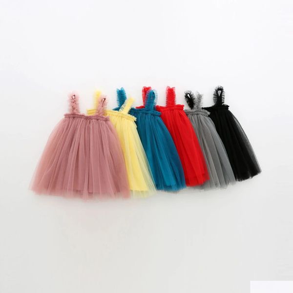 Vestidos da menina moda crianças vestido de renda saias de verão meninas tutu saia suspender malha bebê princesa lolita estilo 8 cores drop delive otjgf