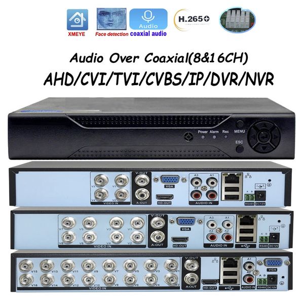 Videorecorder Audio über koaxiale Sprache 4816 Kanäle DVR 5MN 1080P Überwachungssystem 5 in 1 AHD TVI CVI Analog IP 240219