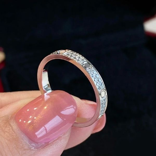 Серебряное кольцо с многоразмерными кристаллами и толстым покрытием для женщин, рождественский сплав с цирконом, обещает блестящий бриллиант, розовое золото, классические винты для влюбленных, современные любовные кольца ZB019 e4