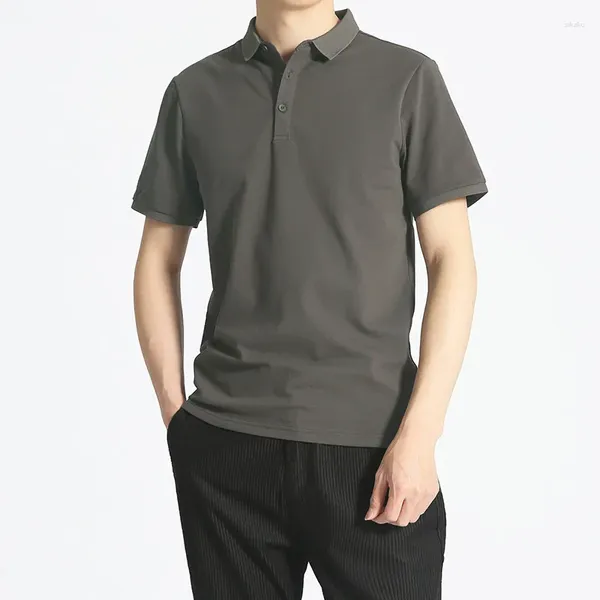 Erkek Polos Yaz Mens Polo Gömlekler İş Yüksek Kaliteli Kısa Kollu Gömlek Yaka Yaka Erkekler Moda Günlük Tişörtler