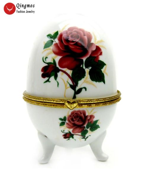 Display Qingmos Mehrfarbige Porzellan-Keramik-100 x 150 mm Ei-Mehrzweckbox für Schmuckdisplays mit Schmuckschatulle, Geschenk-Porzellan-Box26