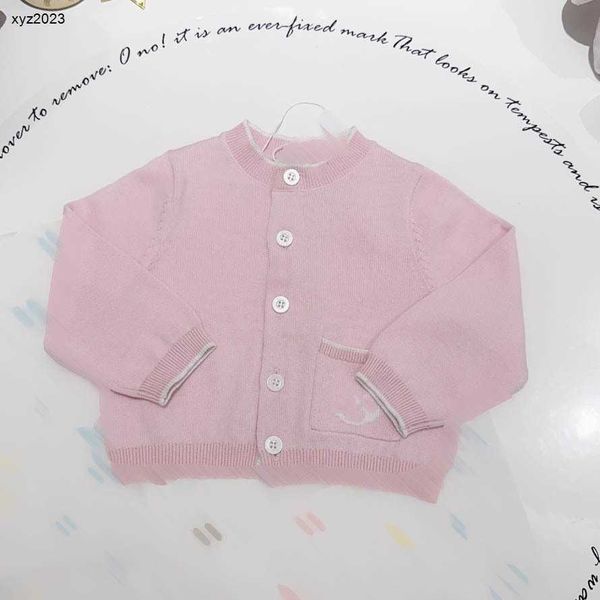 Modische Strickjacke für Kinder, schöner rosafarbener Babypullover, Größe 73–150, langärmliger Kinderpullover, gestrickte Babyjacke, 20. Dezember
