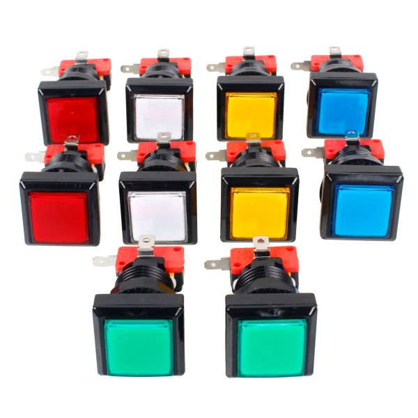 Джойстики 10x аркадные квадратные кнопки со светодиодной подсветкой и микропереключателем для аркадных автоматов, игровых консолей, комплект Jamma