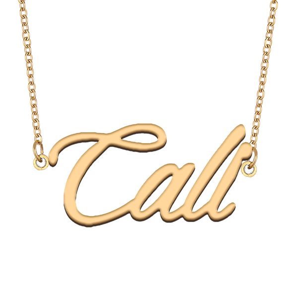 Cali nome colar ouro personalizado placa de identificação pingente para mulheres meninas presente aniversário crianças melhores amigos jóias 18k banhado a ouro aço inoxidável