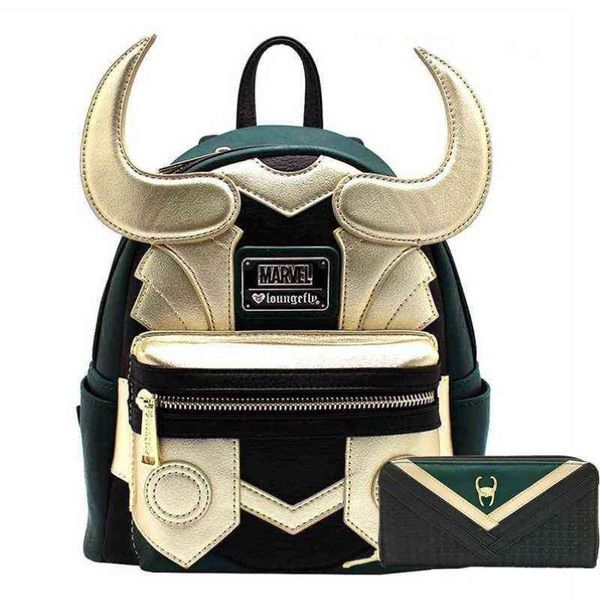 Zaino in pelle Loki Pu Zaino da viaggio in corno Borsa per laptop Zaini Studenti Borsa per adulti Portafoglio Regali di compleanno312K