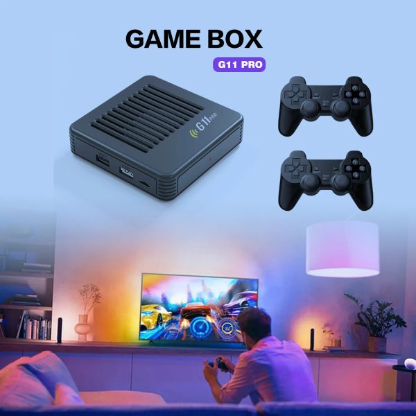 Consoles caixa de jogo para ps1/saturno/sega emulador g11 pro console de jogos de vídeo suporte wifi blutooth com controlador sem fio caixa de tv