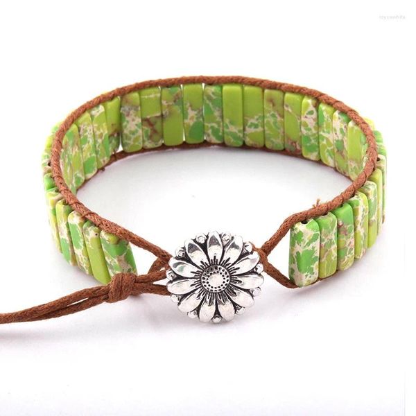 Braccialetti con ciondoli Braccialetti avvolgenti con perline tubolari in pietra naturale multicolore, alla moda