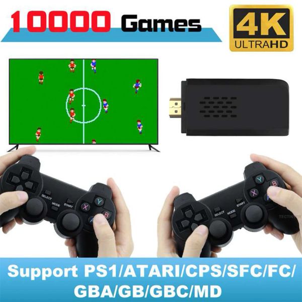 Konsolen M8UB Retro-Videospielkonsole 9 Emulatoren 4K HDMI-kompatibel 10000+ Spiele 2,4 G Doppel-Wireless-Controller Gamepad Game Stick