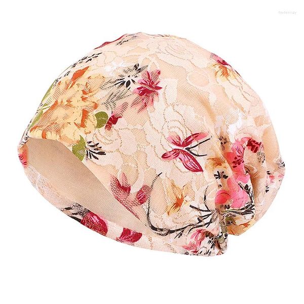 Berets 2024 Primavera Verão Fino Algodão Lace Mulheres Skullies Beanies Lady Fashion Design Chapéus para Menina Turban Caps Chemo Cancer Hat