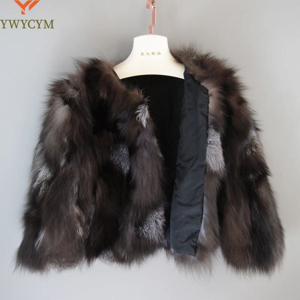 Vendita calda di pelliccia Donne vere pellicce di volpe d'argento inverno inverno giacche di pelliccia di volpe naturali russe Short Short Short Short Worst Fox Pellicarne.