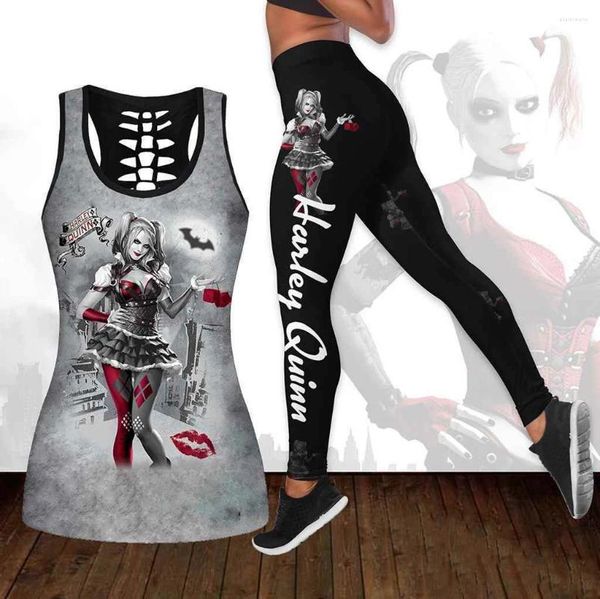 Damen-Leggings, Halloween, hohles Tank-Top, Legging für Damen, 3D-Druck, ärmelloses Hemd, Sommerweste, Yoga-Anzug, Sportbekleidung