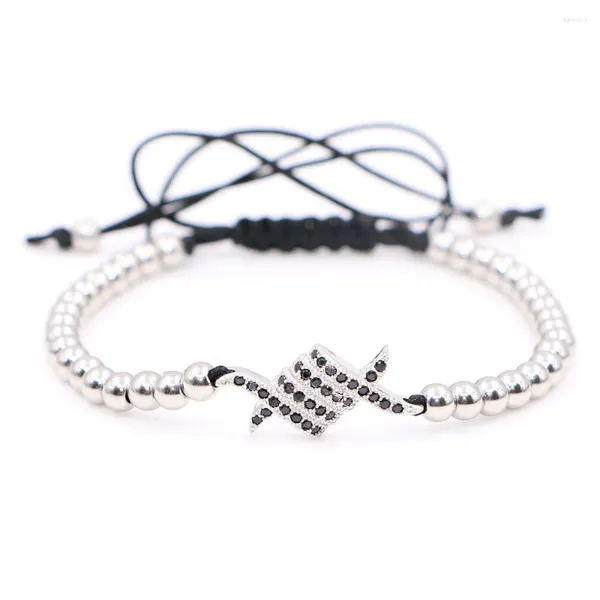 Braccialetti con ciondoli Mestylish Micro-Dense Paved CZ Rame Artiglio dell'aquila Bracciale in pizzo intrecciato con perline Per regalo di amici per uomini e donne