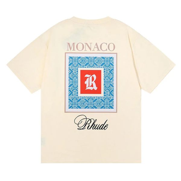 Primavera Verão Rhude Camiseta Homem Camisetas Mulheres Tees Skate C1 Oversize Homens Manga Curta T-shirt Marca de Luxo Camisetas Masculinas Tamanho EUA S-XXL -12