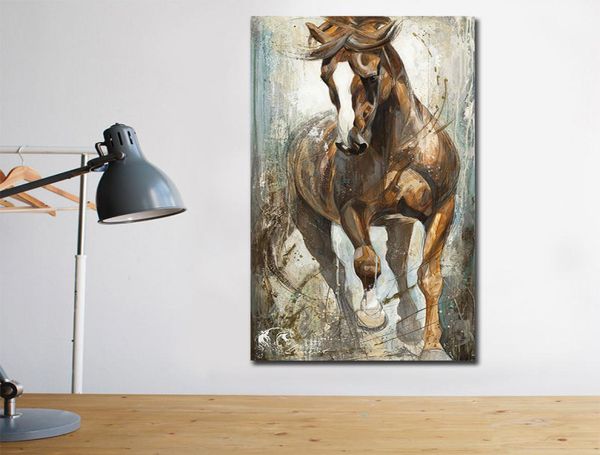 Pintura de cavalo em tela vertical moderna, pinturas na parede, decoração de casa, posteres, impressões, imagens, arte sem moldura4319504