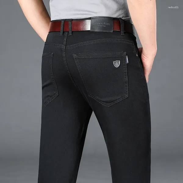 Jeans da uomo 2024 Estate Nero Lusso di alta qualità Sottile Business Casual Pantaloni in denim elasticizzato Pantaloni alla moda Maschile