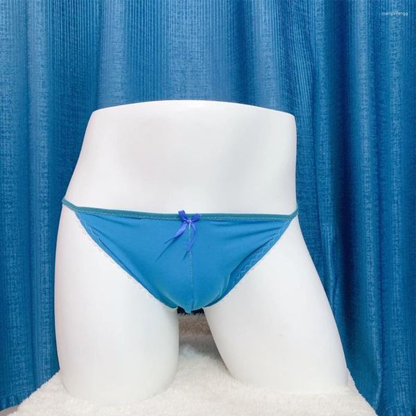 Underpants Sexy Men Ice Silk Sheer Bulge Bolsa Bikini Briefs Thongs Cueca Calcinha U Convex Lingerie